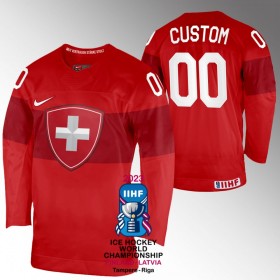 Miehille Sveitsi Pelipaita Custom IIHF World Championship 2023 Punainen